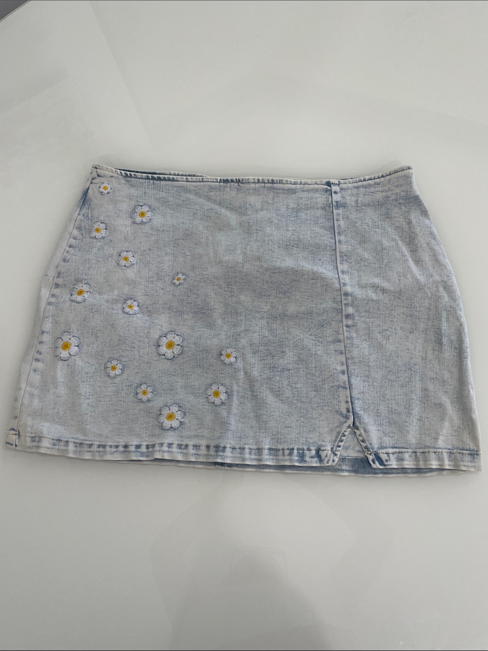 wild fable Light Blue Denim Mini Skirt with Daisy Embroidery